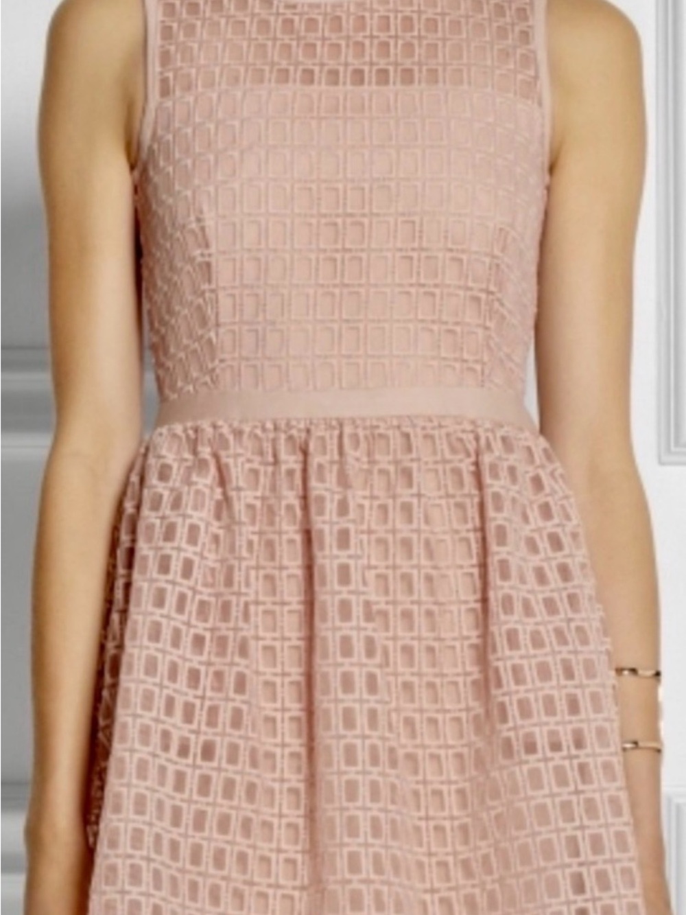 Maje Elixir Cloqué Nude Fit & Flare Mini Dress T2 M NWT - Picture 13 of 13